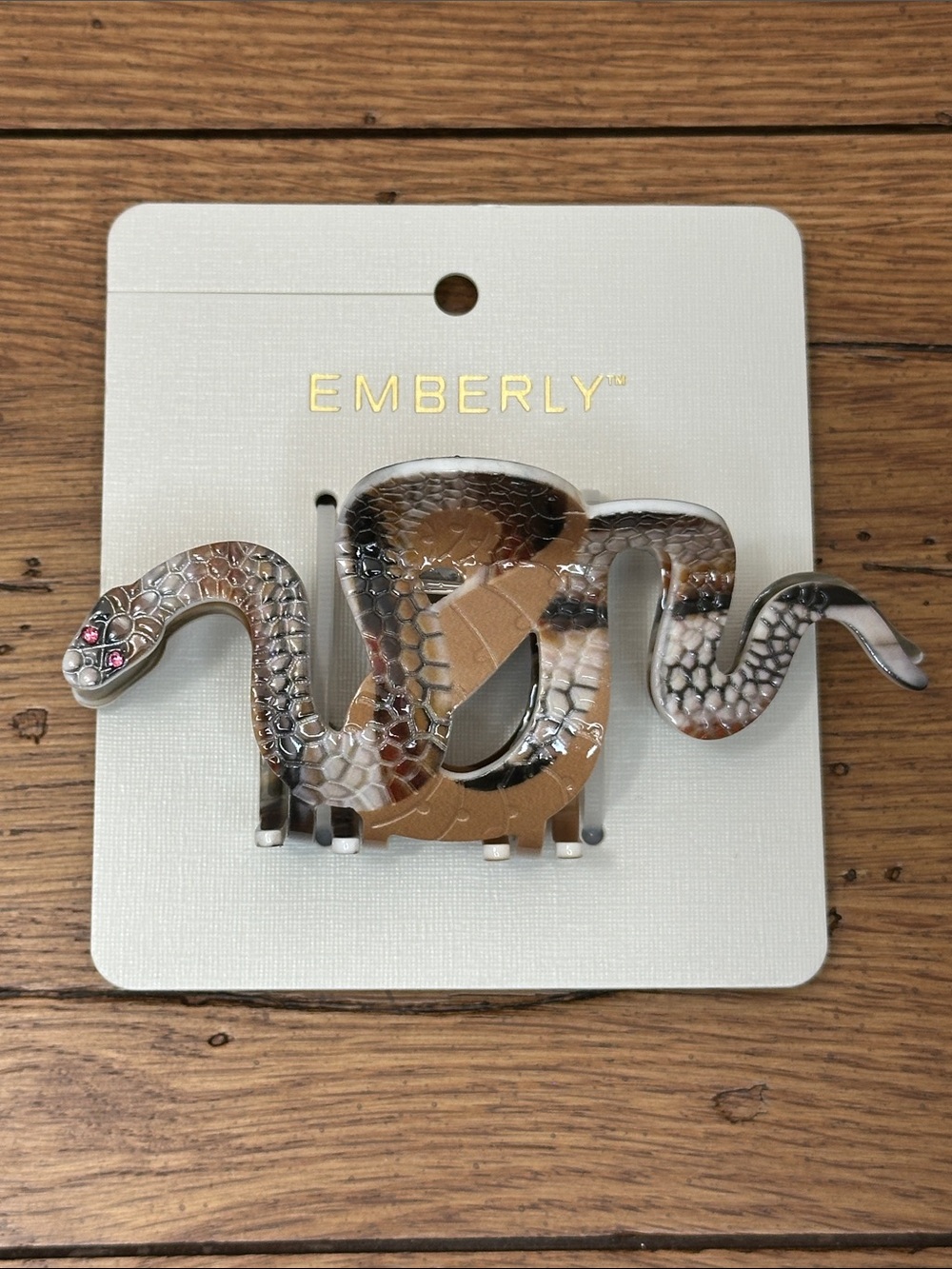 Snake Hair Clip - Brown & Cream Snake Design